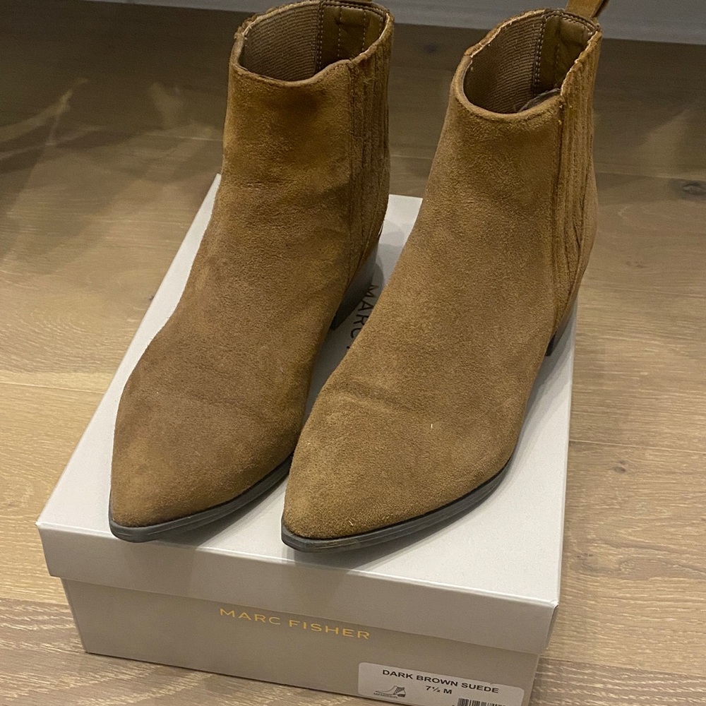 Marc Fisher Missir Tan Suede Ankle Boots